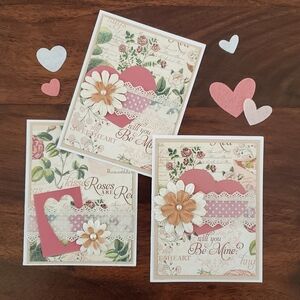 HANDMADE Valentine's Day Card Trio Romantic and Refined